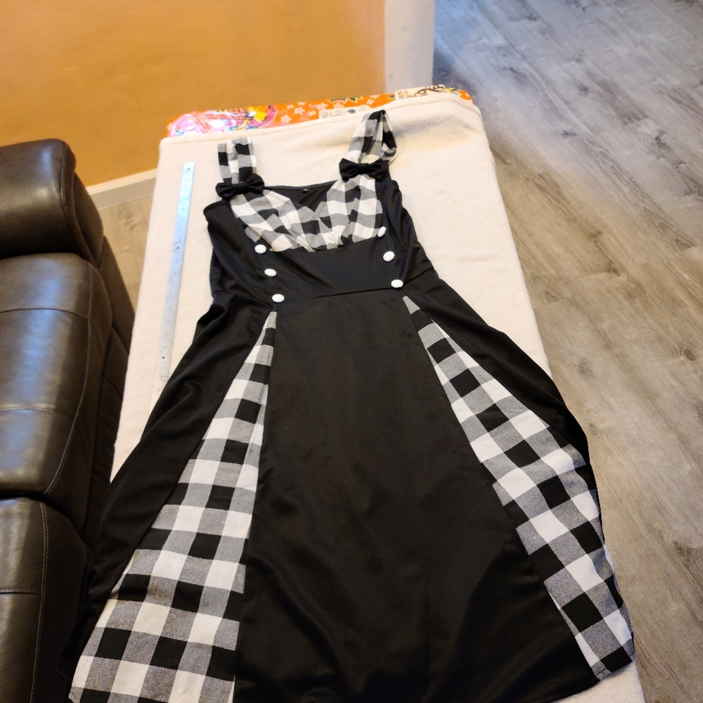 Black and white retro black and white gingham dress NWOT